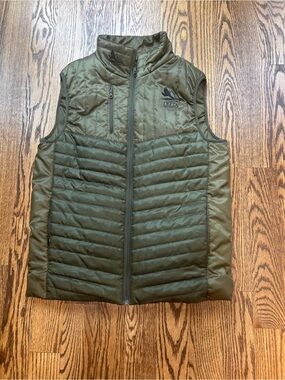 Delta Olive Green Quilted Puffer Vest with Chest Zip Pocket